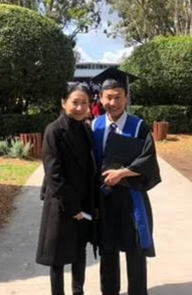 Sydney University stabbing victim Melvern Kurniawan, 22, who graduated from Castle Hill High School with an almost perfect HSC score, and his mum Desy.