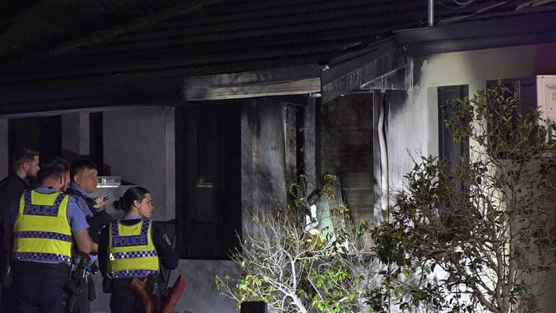 Emergency services at the scene of a house fire in Cannington on Thursday night. 7NEWS