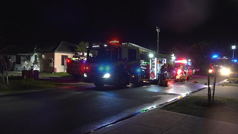 Emergency services at the scene of a house fire in Cannington on Thursday night. 