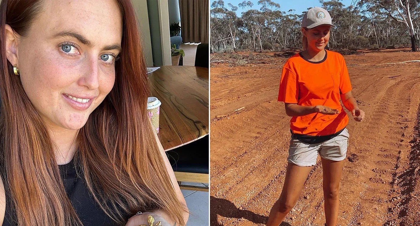 Tyler Mahoney smiling at the camera (left) and wearing high vis in the bush (right).