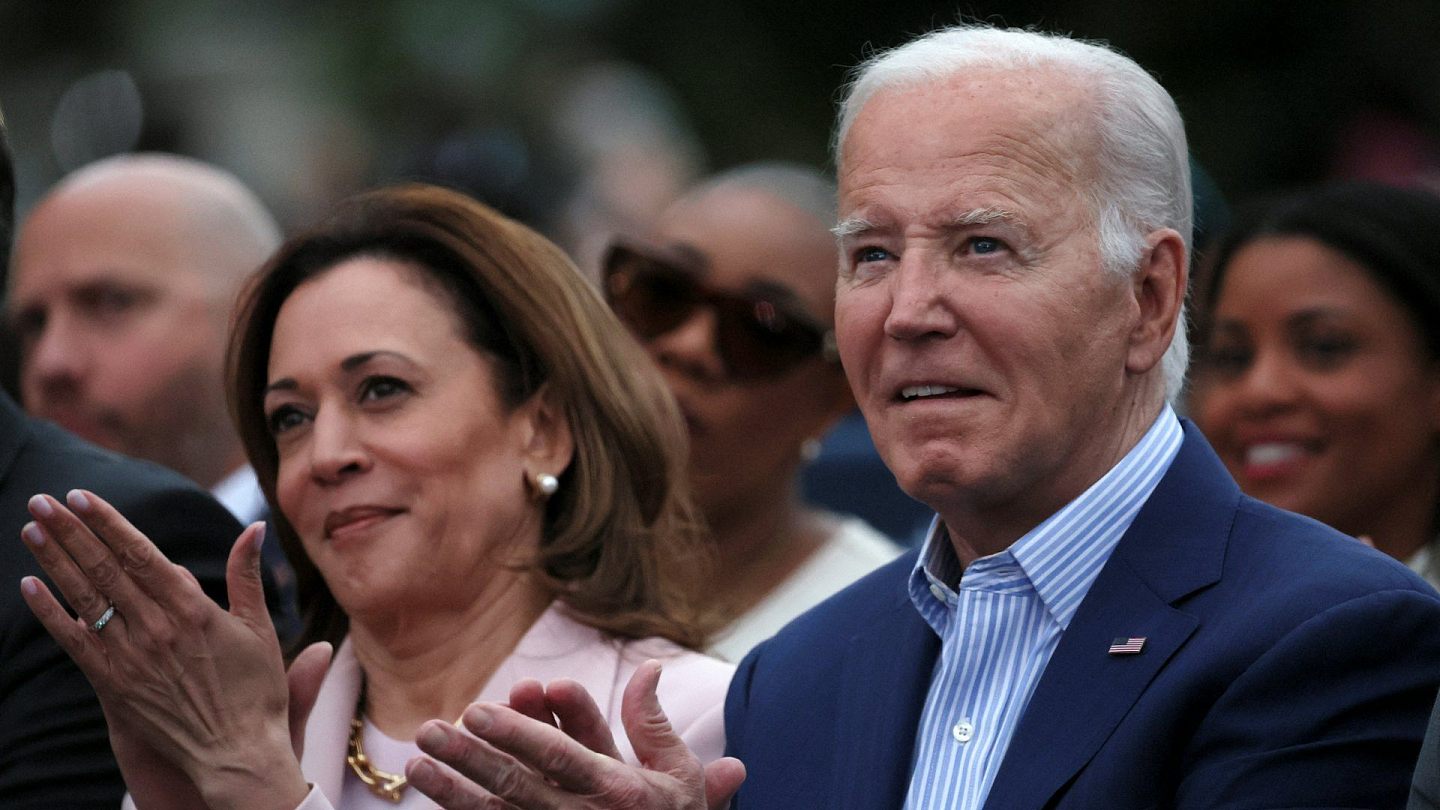 2024年6月10日，美国总统拜登（Joe Biden）和副总统贺锦丽（Kamala Harris）出席在白宫举行六月节音乐会。 （Reuters）