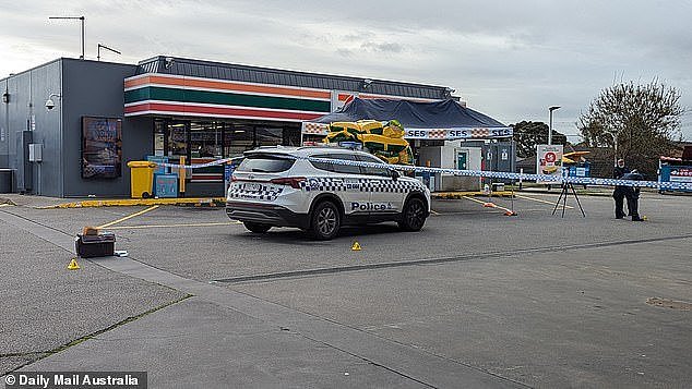 A crime scene was established on Monday outside the Hoppers Crossing 7-Eleven