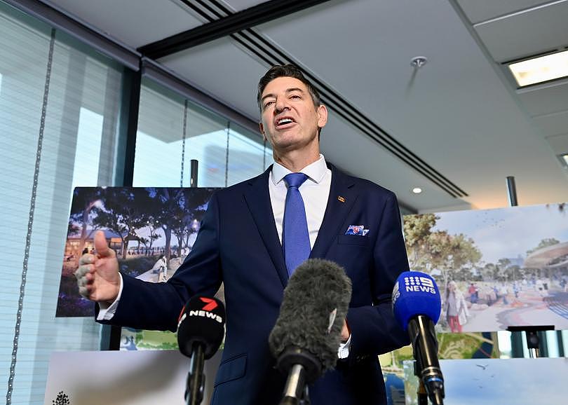 Perth Lord Mayor Basil Zempilas press conference at Council House.