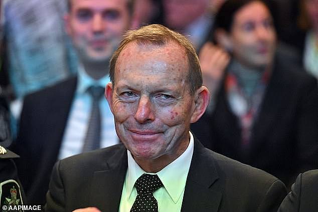 Tony Abbott is pictured during the MH17 memorial service at Parliament House on Wednesday