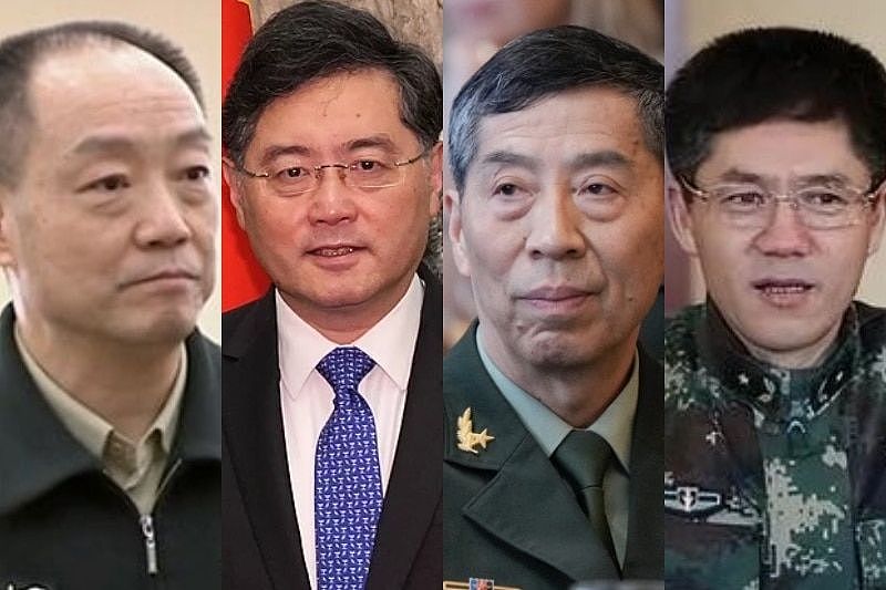 三中全会公报所提及的四位前高官：孙金明、秦刚、李尚福和李玉超（从左到右）。