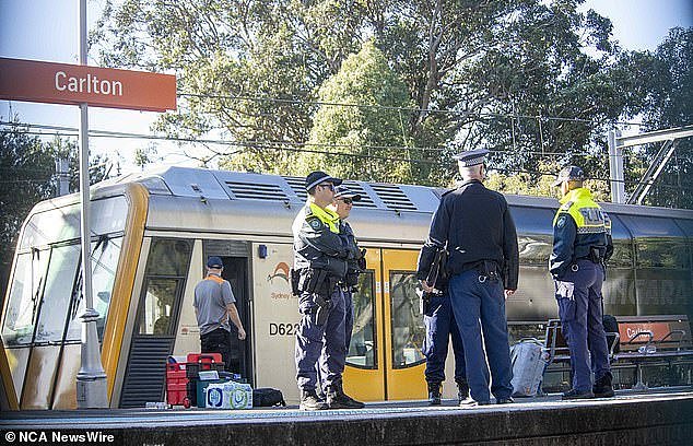 NSW Police said the incident was not being treated as suspicious and officers are investigating the circumstances surrounding the cause of the deaths of the father and his daughter (pictured officers at the station)