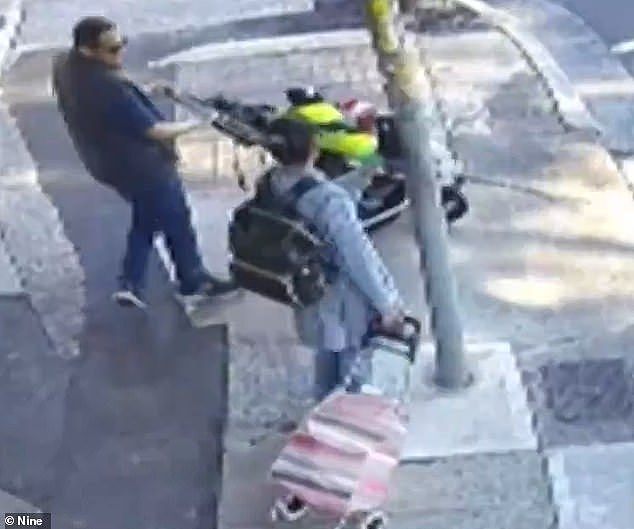 Harrowing CCTV footage (pictured) captured the St George locals walking past a grocery store  just minutes before they arrived at the station