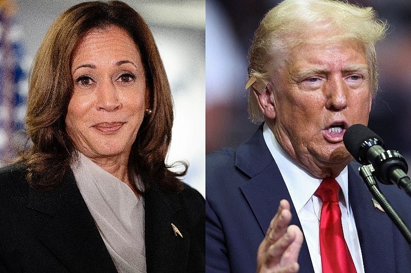 A composite of Kamala Harris and Donald Trump.