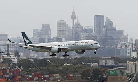 File photo of a Cathay Pacific plane arriving in Sydney from Hong Kong