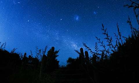 meteor shower in night sky