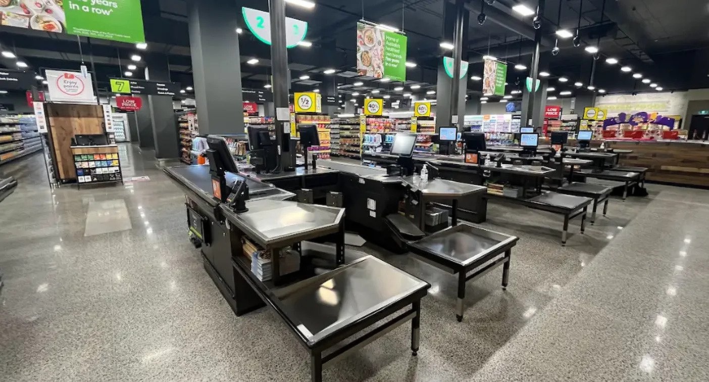 The new checkout format is seen here at the recently opened Woolworths Spotswood store in Melbourne. 