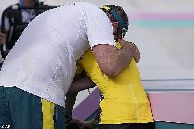 Chloe Covell was shattered after failing to medal at the Olympic Games - but her ex-footy star dad Luke was on hand to console her