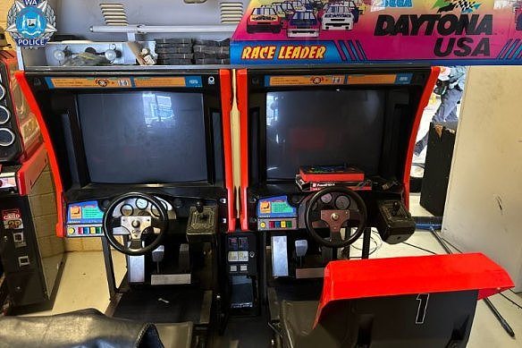 Police allege they found cash hidden inside arcade games.