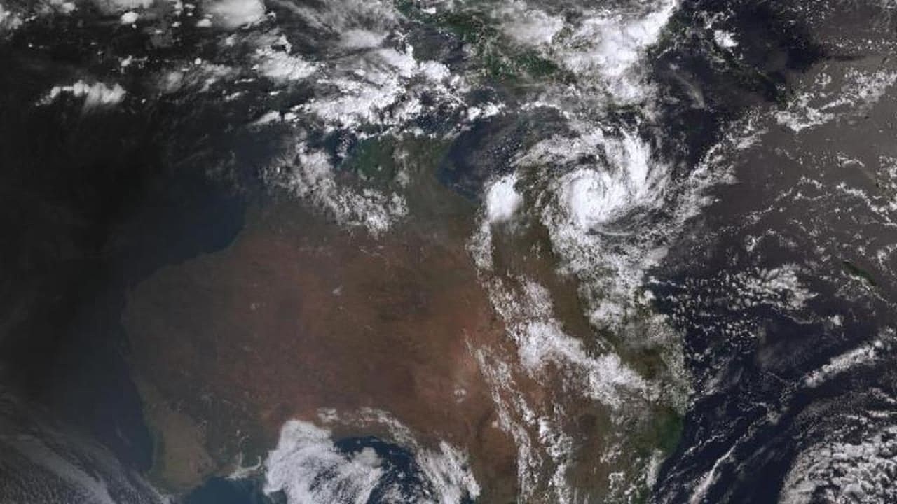 AUSTRALIA - NCA NewsWire Photos - 13 DECEMBER, 2023: A satellite image shows Tropical Cyclone Jasper as it approaches the north Queensland coast. Picture: NewsWire / BOM