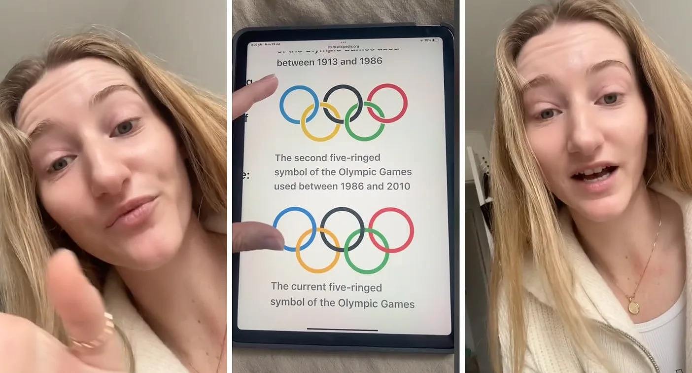 A TikToker has pointed out an odd detail in the Olympics logo on the 9Now website. Credit: TikTok/kiandratrickett