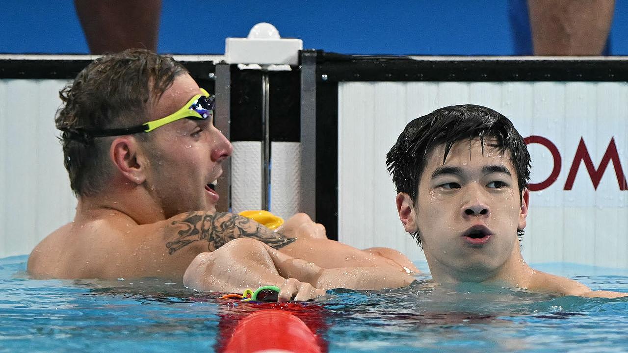 China's Pan Zhanle (R) has sent out a barb at Australia's Kyle Chalmers (L). Picture: Jonathan Nackstrand/ AFP