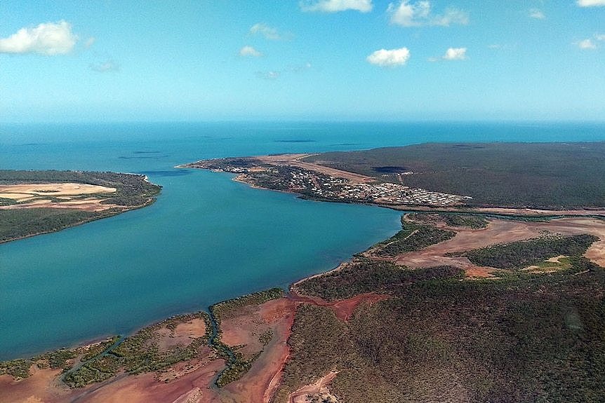 An aerial view of a spectacular tropical coastline.