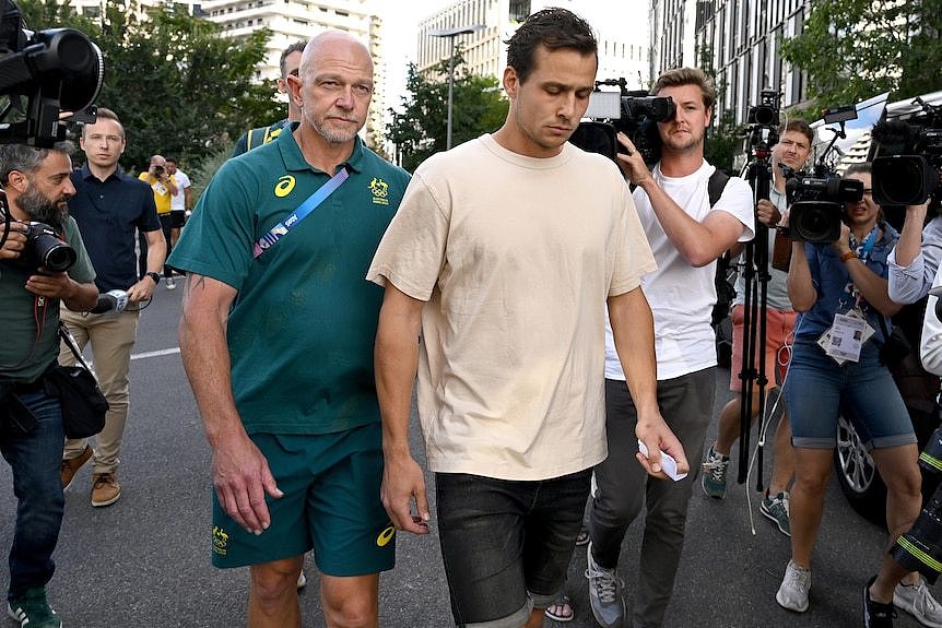 Tom Craig after being released from police custody in Paris.