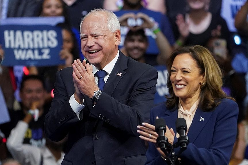 U.S. Vice President and Democratic presidential candidate Kamala Harris holds rally with vice president pick, in Philadelphia