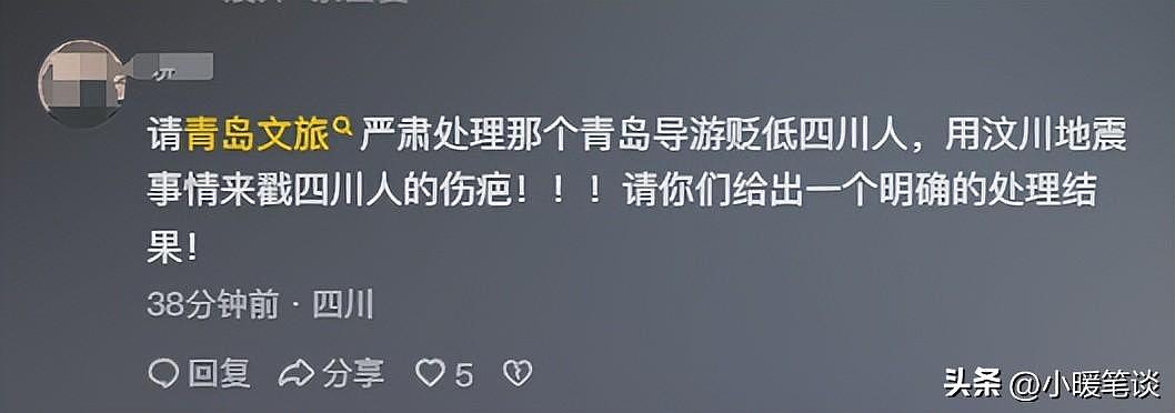 四川人太小气，地震后才活明白！青岛女导游言论引爆热议，网友炸了（视频/组图） - 6