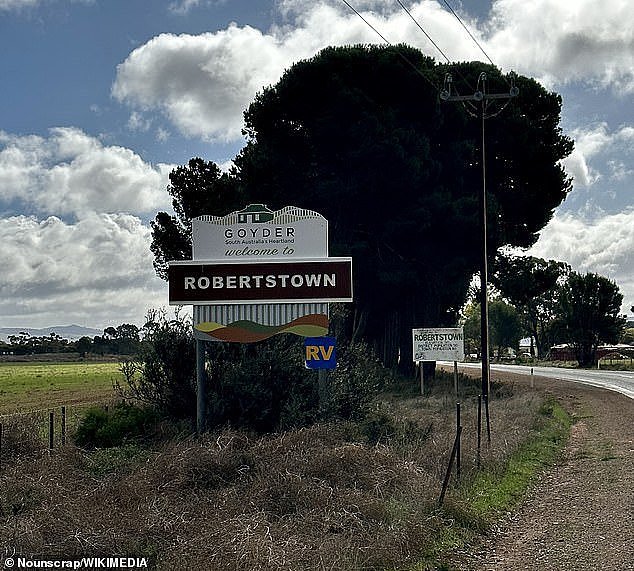 The possible UFO sighting was filmed in Robertstown, South Australia (pictured) at 8.45pm on Saturday night