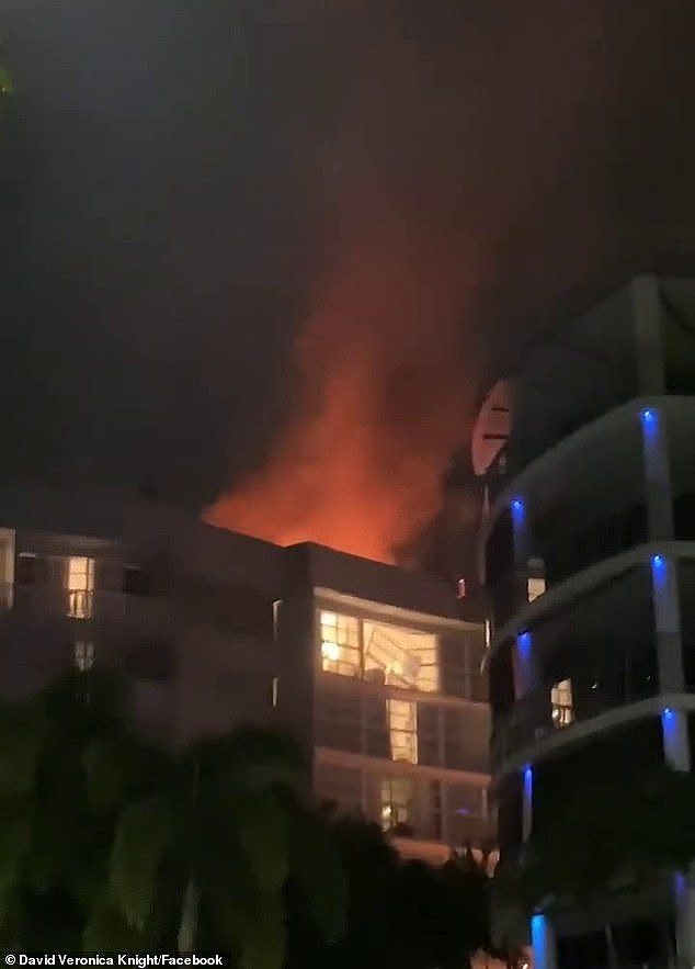 Emergency services were called to the Double Tree Hotel by Hilton in Cairns after a helicopter crashed into the roof of the building, sparking a massive blaze