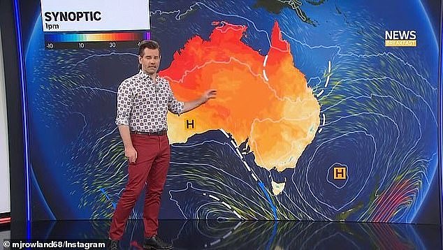 ABC News weather presenter Nate Byrne had to pause in the middle of Tuesday morning's broadcast after suffering a panic attack live on-air. Pictured during the event