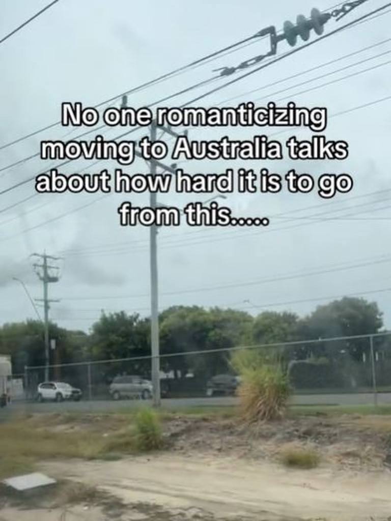 The American expat filmed from a train the back of warehouses and roads. Picture: TikTok