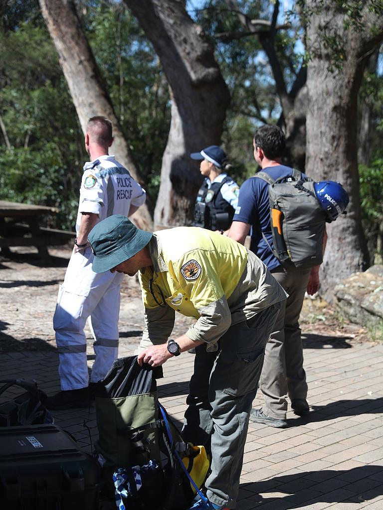 NPWS staff at the scene of the landslide. Picture: John Grainger