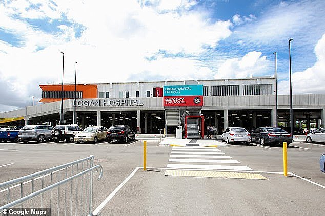 Queensland Police were called to Logan Hospital, southeast of Brisbane, at 11.20am following reports a man armed with a gun was inside (the hospital is pictured)