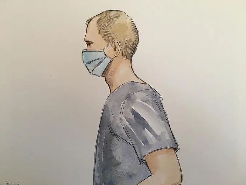 Midland court this morning Ellenbrook attacker Callum Ferris Davies. Sketch credit: Anne Barnetson. Also referred to as Callum Davies.