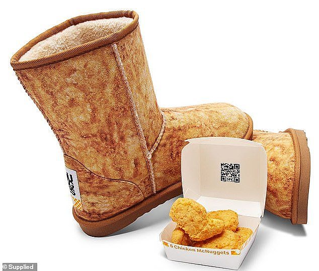 From Wednesday, July 17, diners can get their hands on free limited-edition McDonald's 'Nuggies' ugg boots (pictured) as part of the restaurant's 'BootPursuit' giveaway