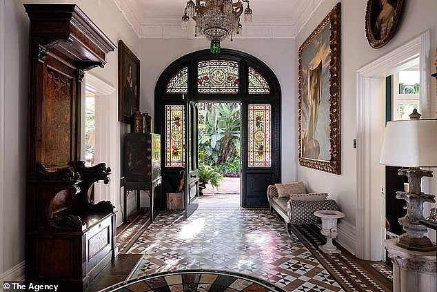 Set on lavish grounds in inner-city Darlinghurst and known as Iona the beautifully maintained Italianate estate boasts seven-bedrooms and seven-bathrooms. Pictured: The entrance way