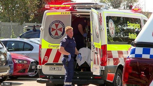 The bodies of two young boys, aged 9 and 11, were discovered at the home in Faulconbridge (pictured, paramedics at the scene in Sydney's west)