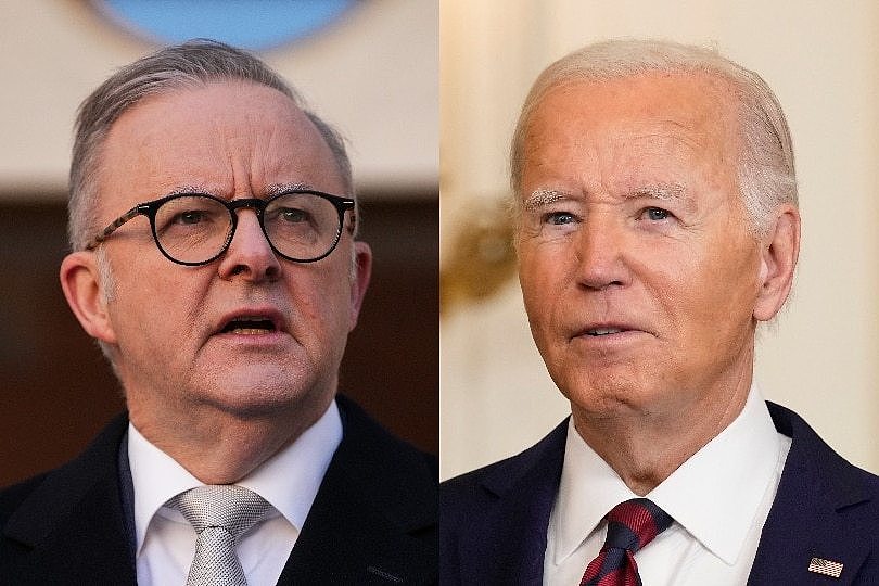 A composite image of Anthony Albanese and Joe Biden. 