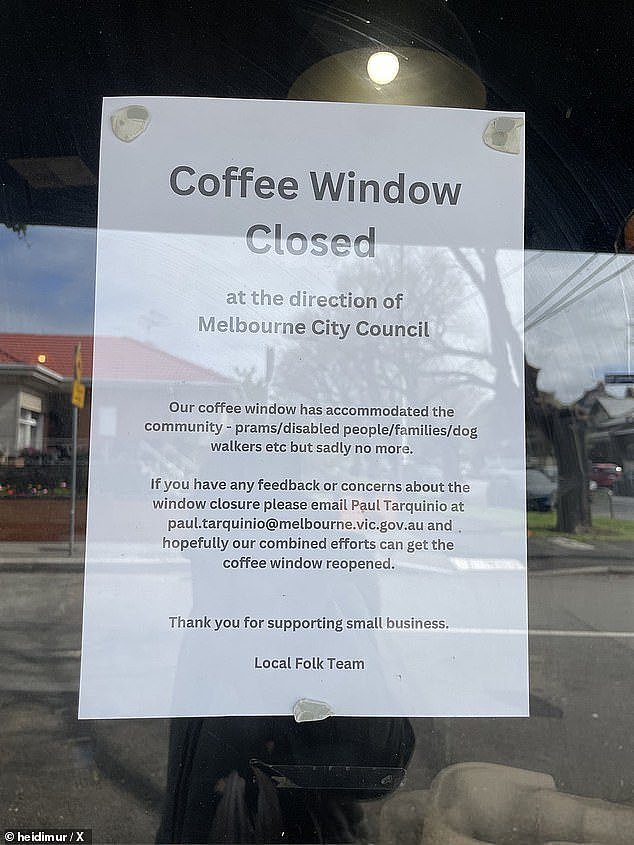 Melbourne City Council arrived with a bizarre order for Mr Benson to shut a business 'life-line'