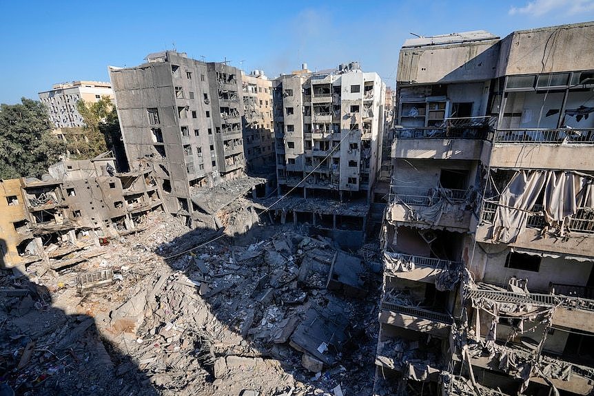 Damaged buildings after Israel strike in Beirut