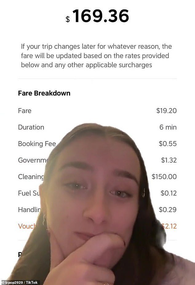 Melbourne music fan Isabella (pictured) was charged almost $170 by DiDi for a six-minute trip after her driver 'unfairly' added a $150 'severe mess' cleaning fee