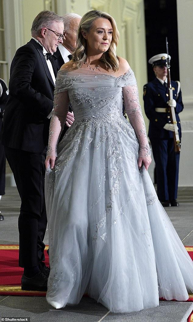 Ms Haydon has previously stepped out in glittering gowns, most notably in 2023 when she made a striking appearance in a smokey-grey ballgown at a state dinner hosted by President Biden and his wife Jill at the White House