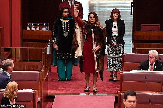 Senator Lidia Thorpe (pictured) seen during her swearing-in at in the Senate at Parliament House on October 06, 2020 in Canberra, Australia