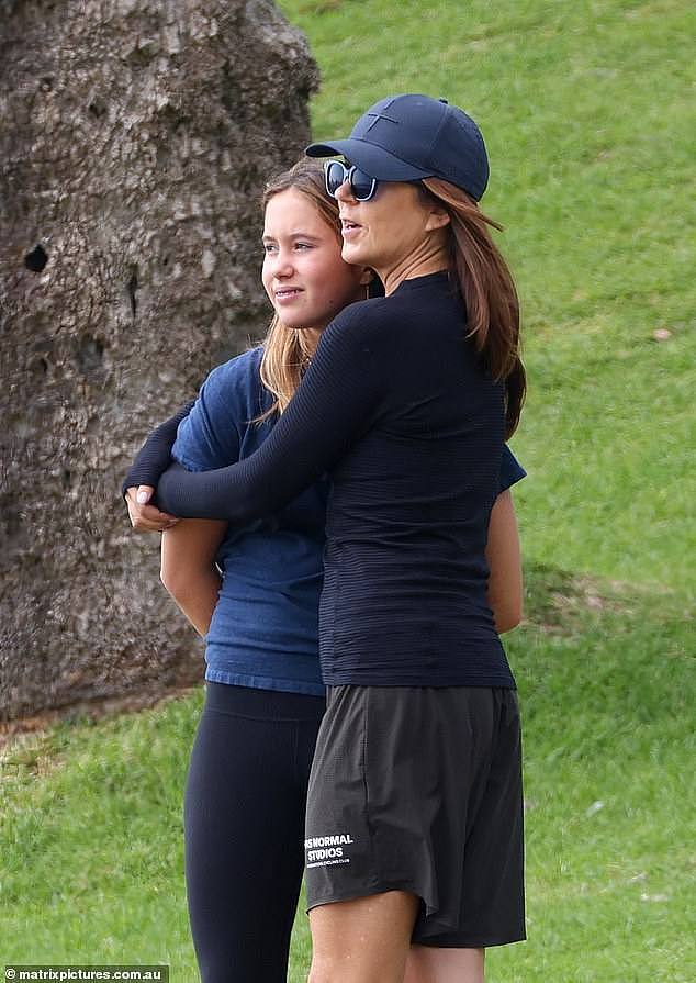 The monarch donned casual athleisure wear as she made an appearance in Sydney with her 13-yeard-old daughter Josephine (pictured)