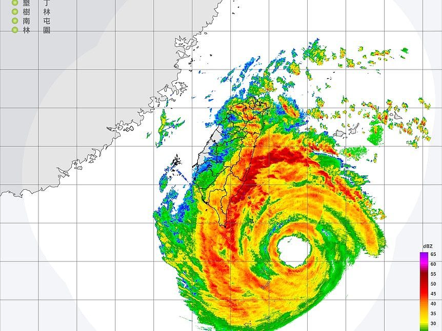 台湾中央气象局公布的雷达合成图。