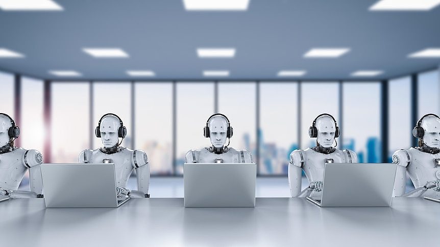 A call centre staffed by robots