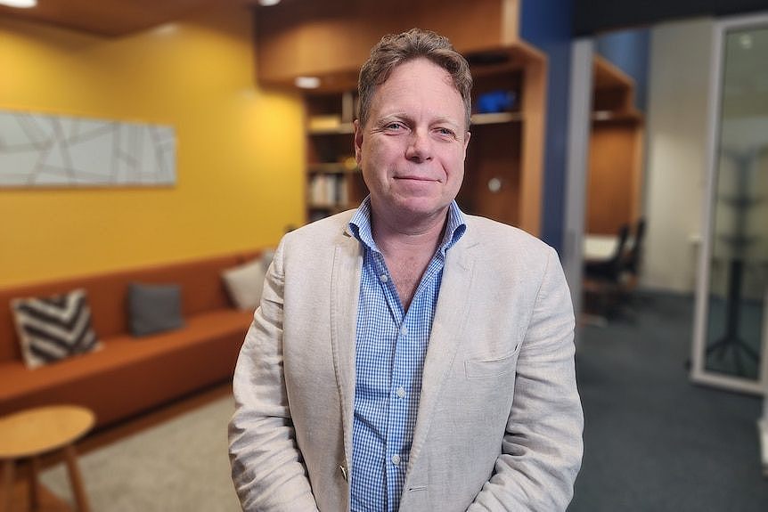 A man at ANZ's Docklands AI centre in Melbourne 