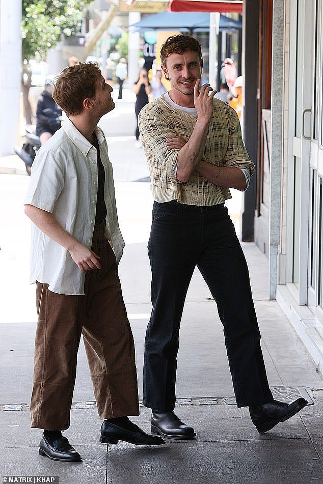 Paul Mescal and Fred Hechinger appeared to be in jovial spirits as they were seen enjoying a bite to eat while out in Sydney on Friday