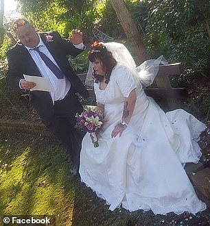 David McCulloch and Jacinta King are pictured on their wedding day in 2018