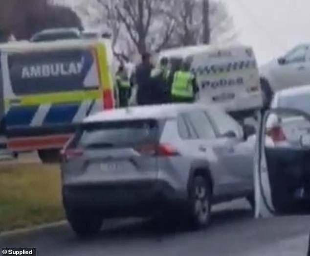 Pictured: Police trying to put David McCulloch into a paddy wagon on July 19