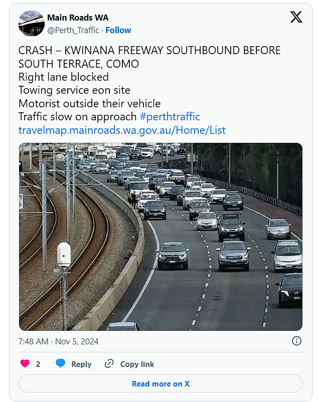 珀斯多起交通事故，主干道拥堵、行车缓慢！（组图） - 3
