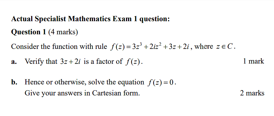 A maths exam question