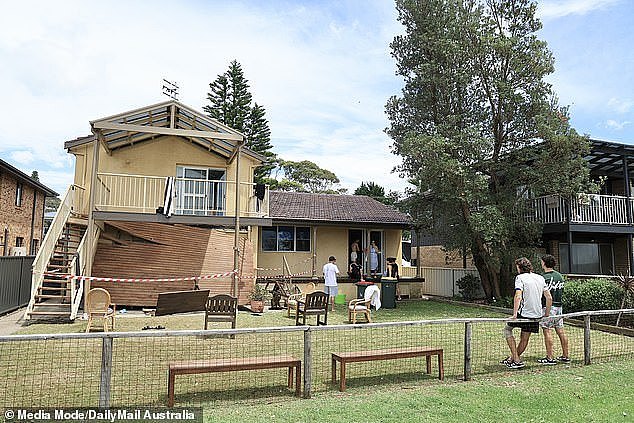 The teens were still cleaning up the scene about at lunchtime on Sunday as their parents began to arrive to inspect the damage